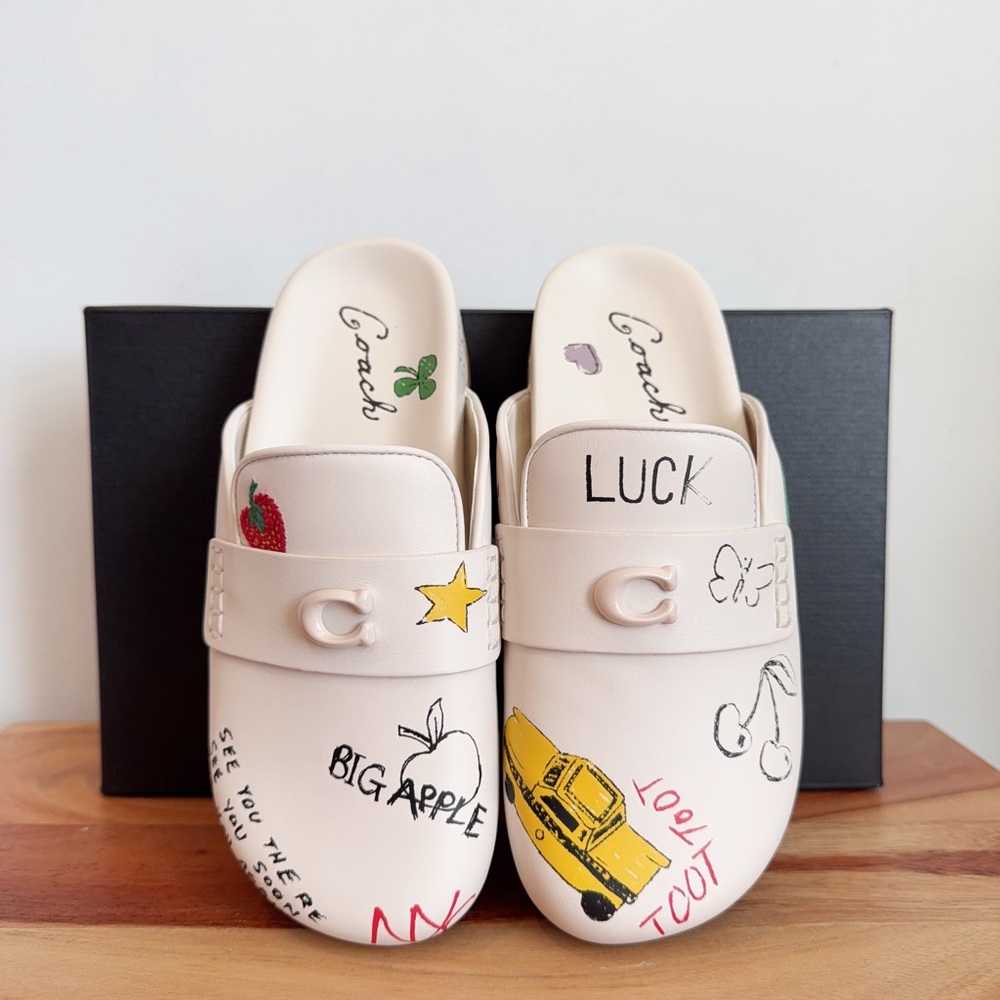 NWT Coach Sculpted C Clog With Sketch Print size US5